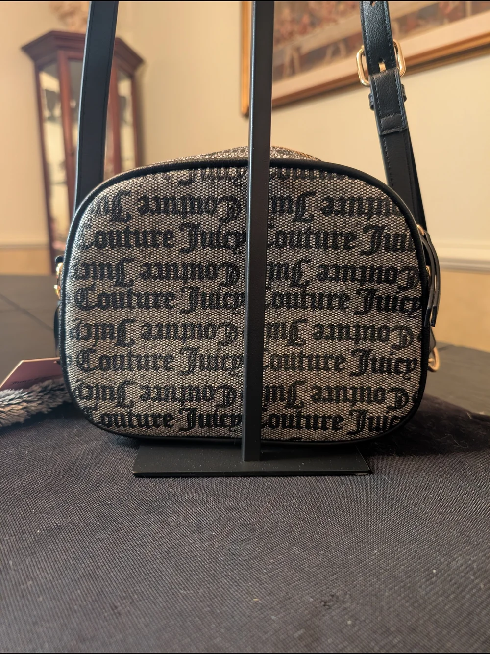 Juicy Couture Black and Cream Logo Crossbody Bag